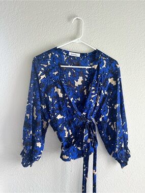 Rodebjer Blue Floral Tie-Front Blouse